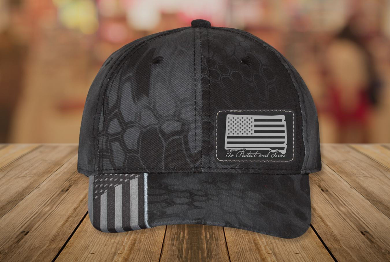Camo with Flag Cap - To Protect & Serve | 13 Stripes