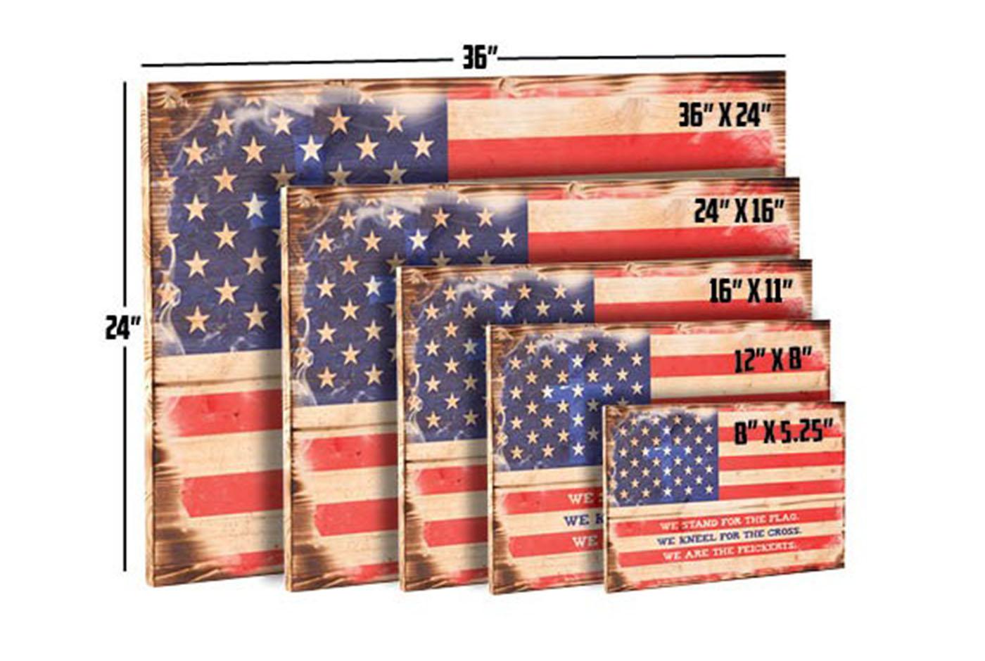 Old Glory Flag Wood 13 Stripes